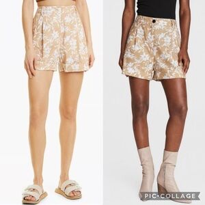 Rag & Bone New York Taupe Floral Linen Blend Shorts